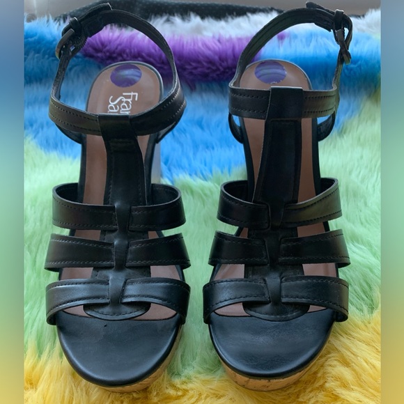 Franco Sarto Shoes - Excellent Condition, Franco Sarto Strappy Black Wedge Sandals, Size 8.5